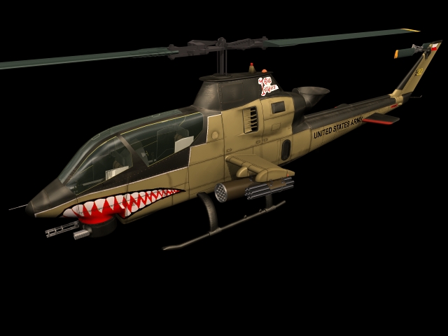 Bell AH-1 Cobra attack helicopter 3d rendering