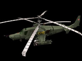 Kamov Ka-50 attack helicopter 3d model preview