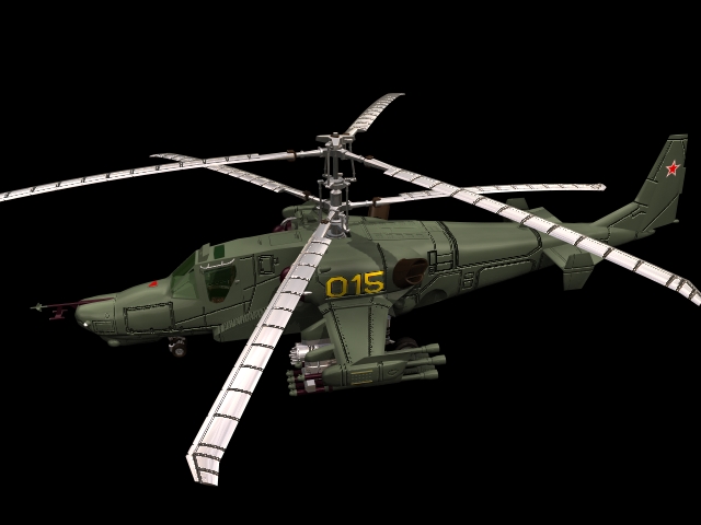 Kamov Ka-50 attack helicopter 3d rendering