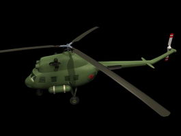 Mil Mi-2 Hoplite helicopter 3d model preview