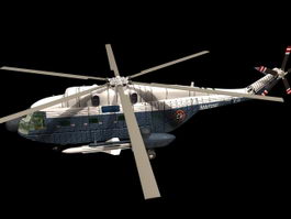 Super Frelon military helicopter 3d model preview