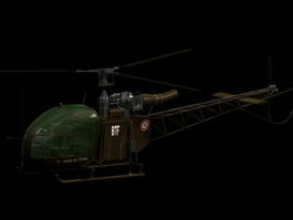 Aérospatiale SE 313B Alouette II helicopter 3d model preview