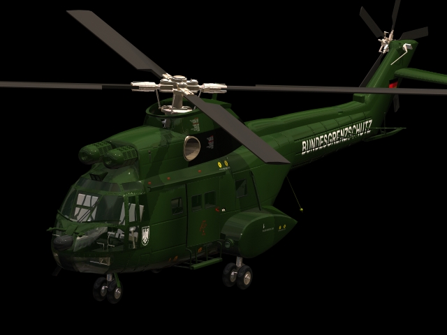 Aérospatiale SA 330 Puma helicopter 3d rendering