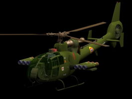 SA 341 armed helicopter 3d model preview