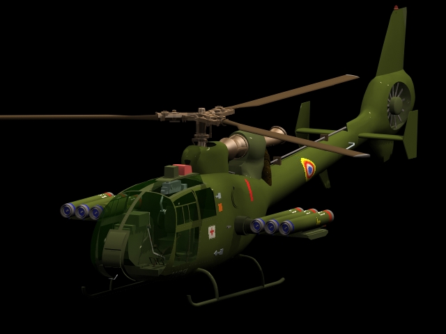 SA 341 armed helicopter 3d rendering