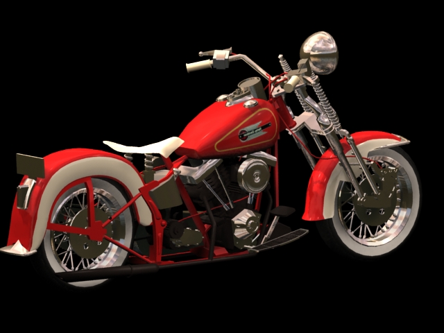 Harley-Davidson FL motorcycle 3d rendering