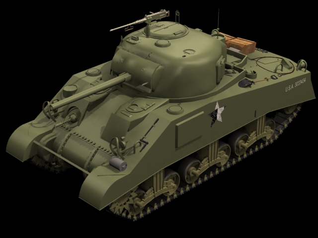 M4A3 Sherman Medium tank 3d rendering