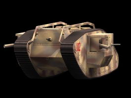 British Mark I male tank 3d model preview