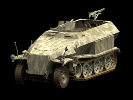Sd.Kfz. 251 light armoured halftrack 3d model preview