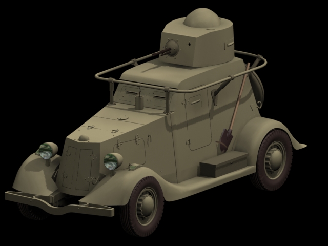 BA-20 Armored car 3d rendering