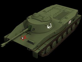 PT-76 light tank 3d model preview