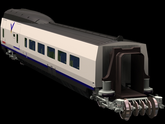 Passenger rail car 3d rendering