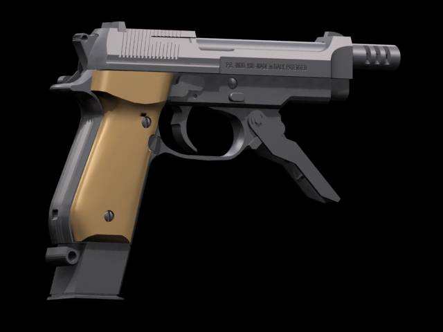 Beretta 93R pistol 3d model 3dsmax files free download - modeling 10881