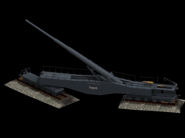 Leopold railway gun 3d rendering