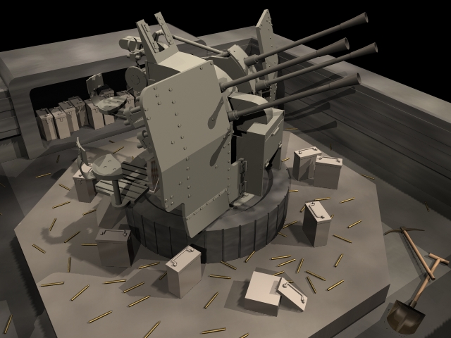 Flak anti-aircraft cannon 3d rendering