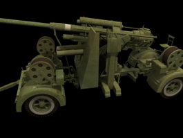 German anti-aircraft gun 3d model preview