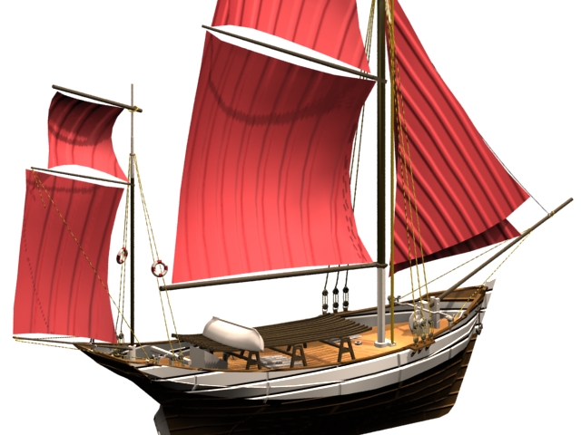 Nautical sailing boat 3d rendering