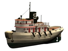 Diesel tugboat 3d model preview