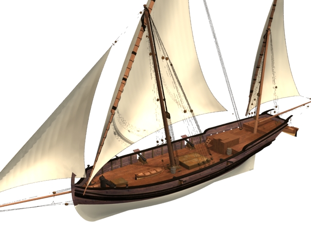 Three masts sailing ship 3d model 3dsmax files free 