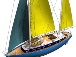 Moonlight schooner sailing vessel 3d model preview