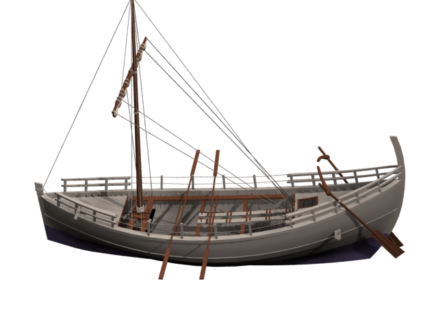 Ancient Greek merchant ship 3d rendering