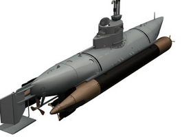 Biber midget submarine 3d model preview