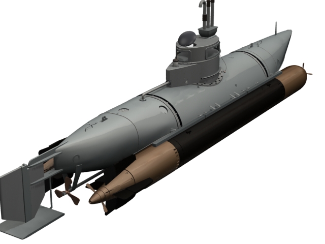 Biber midget submarine 3d rendering
