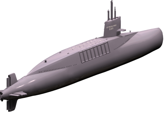 Le Redoutable S611 missile submarine 3d rendering