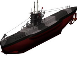German U-boat submarine 3d model preview