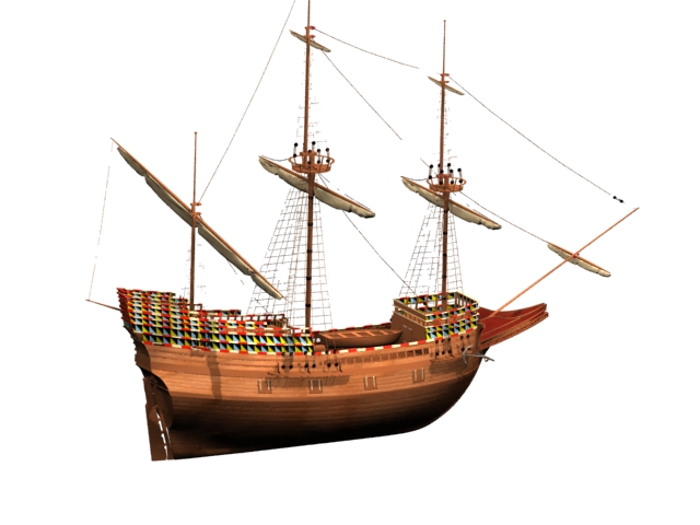 Mayflower ship 3d rendering