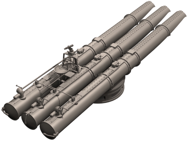 3-cell torpedo launcher 3d rendering