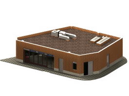 Store auxiliary building 3d model preview