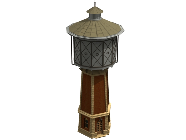 Old water tower 3d rendering