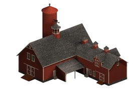 Half-timbered barn 3d model preview