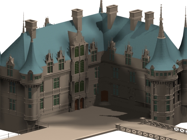 French renaissance architecture 3d rendering