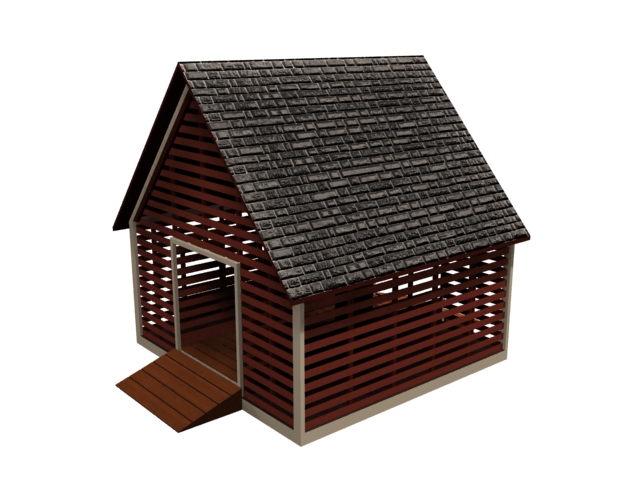 Corn crib granary storehouse 3d rendering