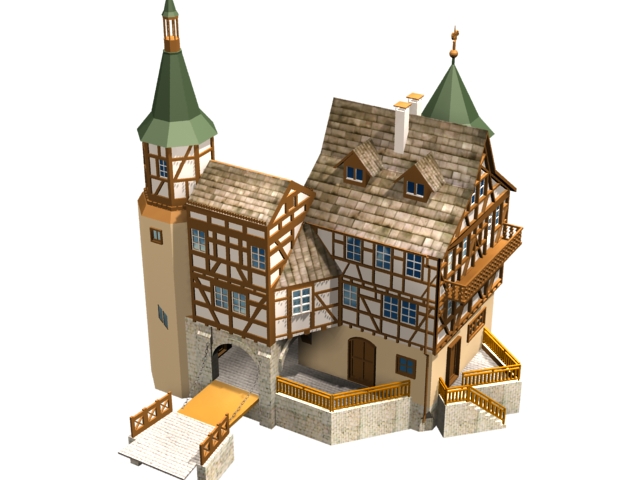 German town architecture 3d rendering