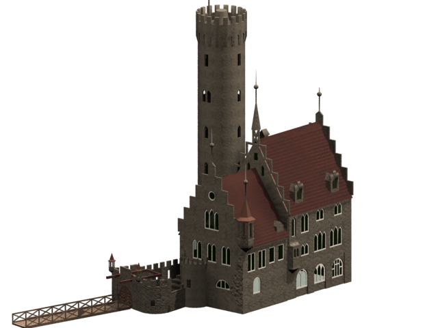 Germany lichtenstein castle 3d rendering