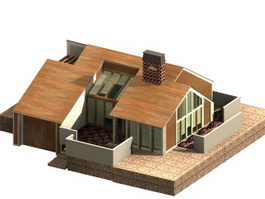 One-story dwelling house 3d model preview