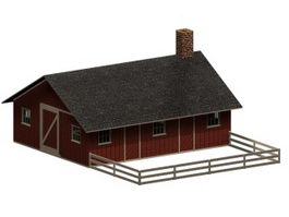 Piggery and poultry farm building 3d model preview
