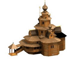 Ancient church architecture 3d model preview