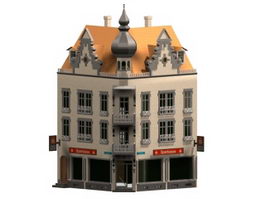 Old town house 3d model preview