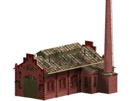 Factory building workshop 3d model preview
