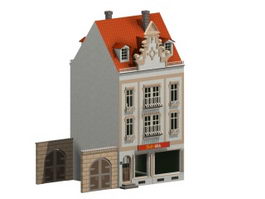 Semi-detached townhouse 3d model preview