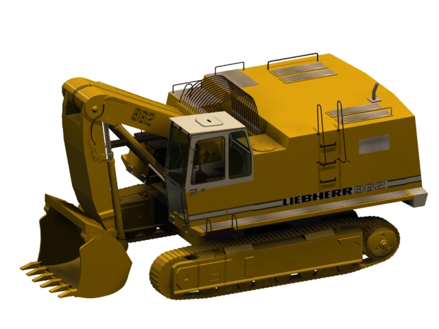 Liebherr excavator 3d rendering