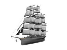 Sailing warship 3d model preview