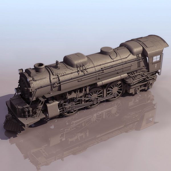 Vintage steam locomotive 3d rendering