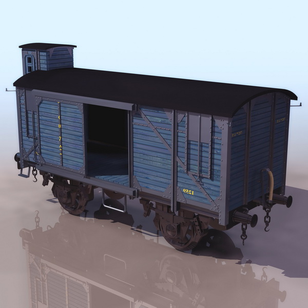Railway boxcar 3d rendering