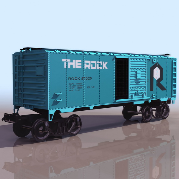 Railway wagon boxcar 3d rendering