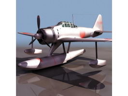 Mitsubishi A6M2 fighter aircraft 3d model preview